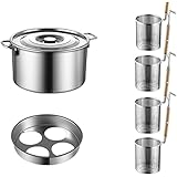 両手鍋 鍋 ih対応 カレー鍋 パスタ鍋 寸胴鍋 業務用 ステンレス おでんのです鍋 そばゆで釜 茹麺鍋セット シチューポット 煮込み料理 ガス火対応 パスタ 鍋 調理器具 防錆 耐久性 多機能 半寸胴鍋 カレー おでん 火鍋 しゃぶしゃぶ 店舗用 (4穴)