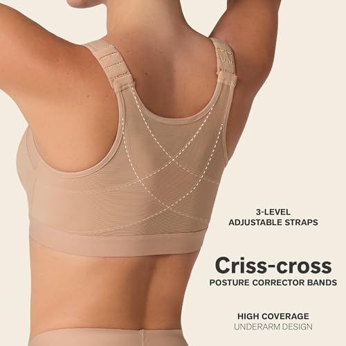 Image of Leonisa Multi-Functional - Posture Corrector Bra Wireless Front Closure Bra for Women Full Coverage