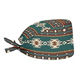 Babrukda Kappe für Damen und Herren, mit Schweißband, südwestliches afrikanisches Aztekenmuster, verstellbare Raffhalter, Kopfhaar, bequem, Turban-Mütze, Beanie, Kopfbedeckung, für Zuhause, Büro,