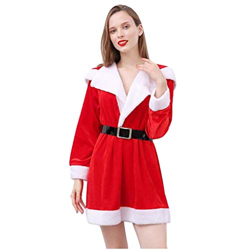 Preisvergleich Produktbild NIMIZIA Weihnachtsdekoration Anzug Weihnachtsnähkleid Damen Langarm Revers Pullover (ROT)