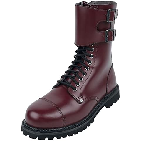 Gothicana by EMP Hombre Botas Rojas oscuras con Cordones y Hebillas Cover