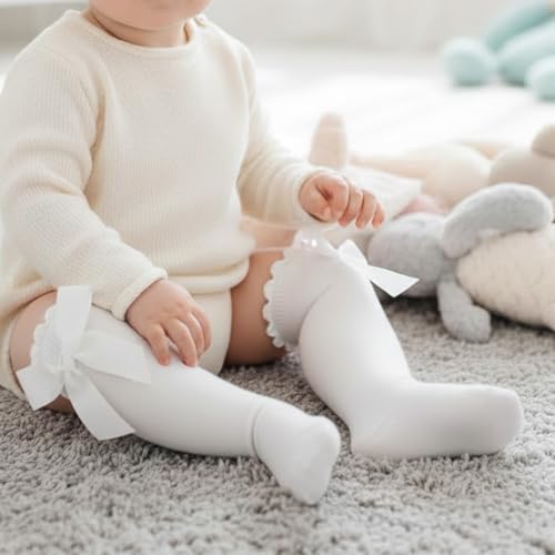 Image of SYGA Baby Long Socks Cotton, Over The Knee, No Tightness, High-Top, Bow Pattern