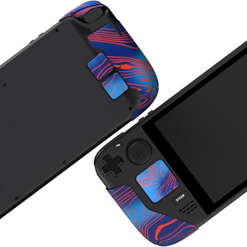 Image of PlayVital Premium Split Handle Grips Soft Rubber Grip Pads for Steam Deck LCD & OLED, Trackpads Skin Grip Trigger Back Button Grip with Thumb Grips - Hexagonal Diamond Textured Damascuscamo
