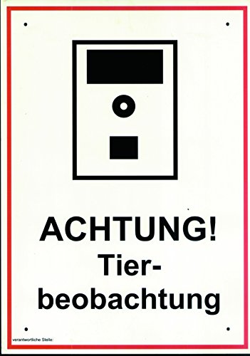 Jehn Warnschild Revierschild Wildkamera, weiß/rot, 30 cm Cover