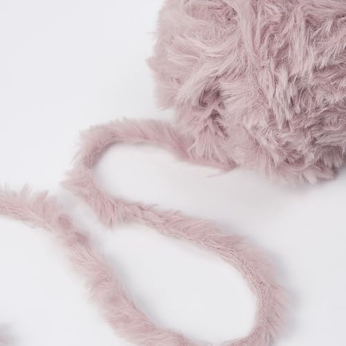 Image of NICEEC Faux Fur Yarn Super Soft, Chunky & Fluffy, Eyelash Yarn for Crochet & Knitting(Total Length 210yds /10.6oz) - Lotus Root /300g