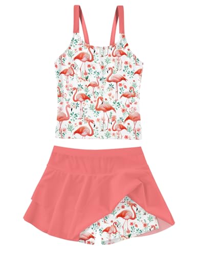 Image of ALISISTER Girls Tankini Swimsuit Two Piece Bathing Suits Summer Beach Swimwear with Shorts for 7-12 Years
