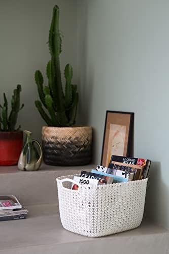 Curver Knit x5 Large Rectangular Storage Basket 19L - Oasis White