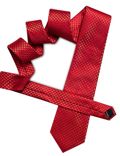 Image of YOHOWA Men Plaid /Striped Ties Set Silk Business Wedding Formal Fashion Necktie and Pocket Square Cufflinks Set