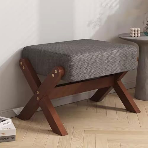 Banc à chaussures en bois massif TUSUOD petit tabouret rembourré