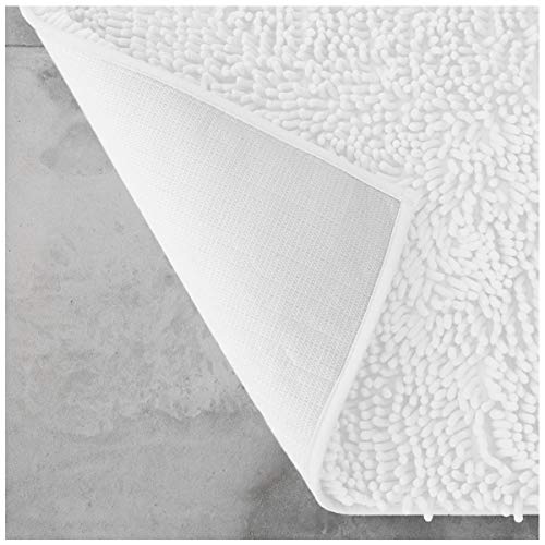 GAVENO CAVAILIA Luxury 2 Piece Loop Bath Mat Anti Slip Pedestal Set, Extra Absorbent 100% Microfiber Chenille Bathroom Toilet Rug, Regular (50x80, 50x40 cm), White, Microfibre