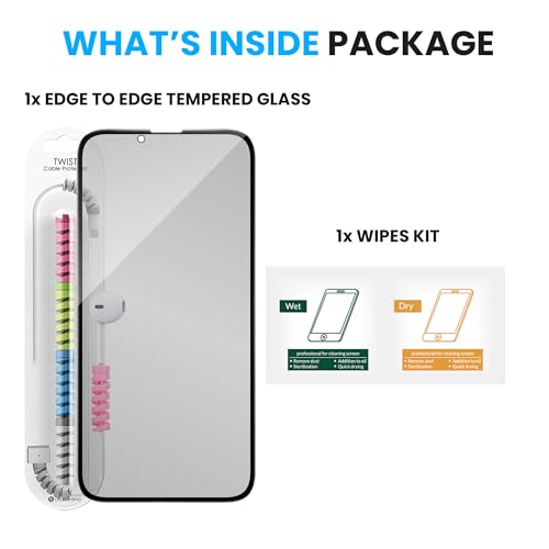 Image of ArmourPro Anti Glare Matte Tempered Glass for iPhone 16e, 17E, 14 and iPhone 13, Anti Fingerprint Screen Protector, 9H Scratch Resistant, Smooth Touch, Easy Installation Kit with Cable Protector