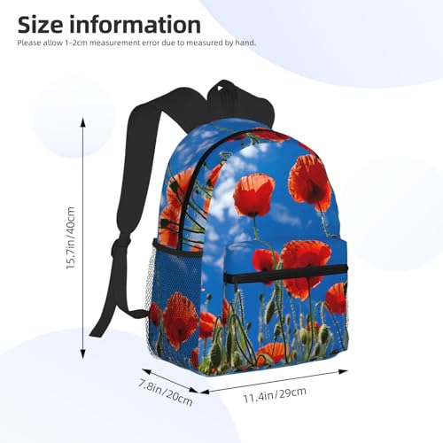 Sac à dos imprimé coquelicots ciel bleu noir One Size pour tous