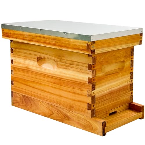 Hiveaura 5 Frame Bee NUC Box Kit Beeswax Coated Includes Bee Hive Frames and Foundations (Unassembled)