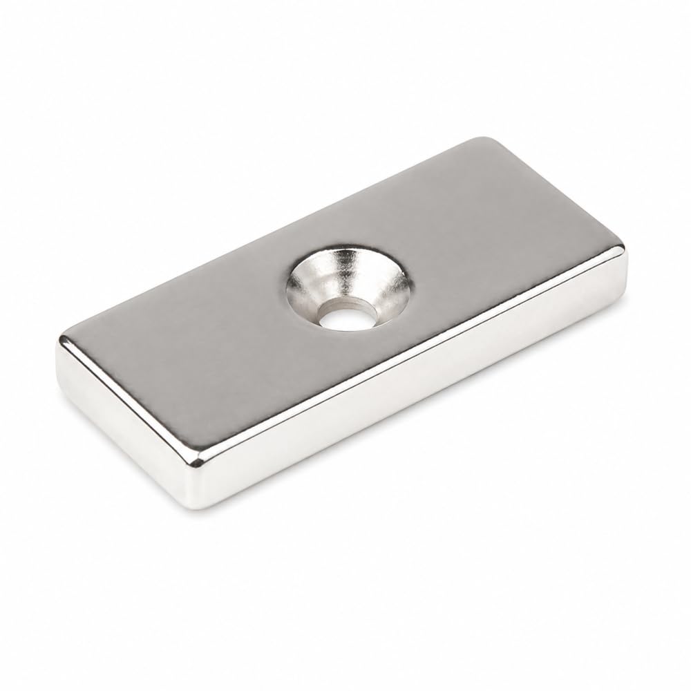 Imán de placa de neodimio MP£ 40 x 15 x 5 N38 para un tornillo 10 unidades