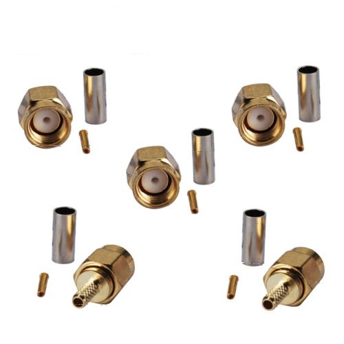 5X RP-SMA Plug Female Crimp Coaxial Connector for LMR100 RG174 RG316 Cable USA Shipping