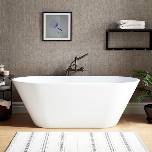 Signature Hardware 948787-62-I Danae 62" Acrylic Soaking Tub with Foam Insulation and Integrated Drain and Overflow - White/White
