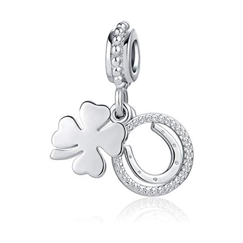 SBI Jewelry Four Leaf Clover Lucky Horseshoe Dangle Charm for Bracelets Gift for Women Girls Birthday Cover