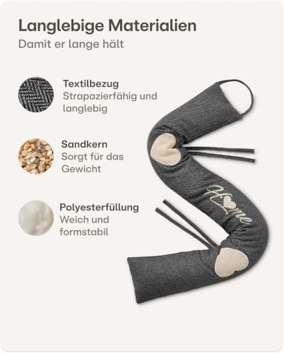 Praknu Zugluftstopper für Türen & Fenster 90 cm Grau – Türdichtung unten – Ansicht 6