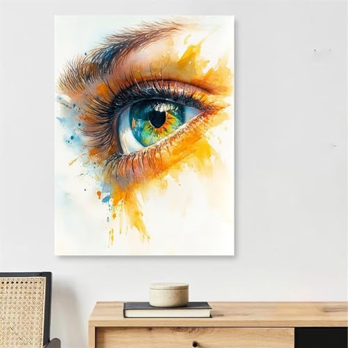 Peinture par Numéro Adulte Œil 60x90cm avec Cadre en Bois et Pinceaux