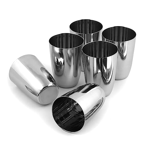 Image of Ajay's Shoppe Stainless Steel Water Glass Set | Heavy Gauge, Unbreakable & Rust-Free Steel Glasses for Drinking Water, Juice & Cold Beverages (Set of 6)