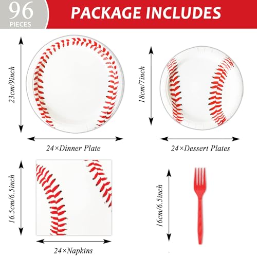 Image of 24 Guests Baseball Birthday Party Supplies Plates Napkins Tablecloths Baseball Party Decorations Sports Theme Paper Disposable Tableware Set Decoration Favors