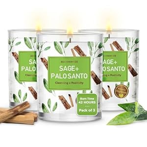 Magnificent101setof3longlastingpuresagepalosantocandles35ozeach42hourburnmadeofsoyparaffinfreecandlesforhouseenergycleansingmanifestation Urban Country Home Decor Magnificent 101 set of 3 long lasting pure sage palo santo candles 35 oz each 42 hour burn made of soy paraffin free candles for house energy cleansing manifestation urban country home decor