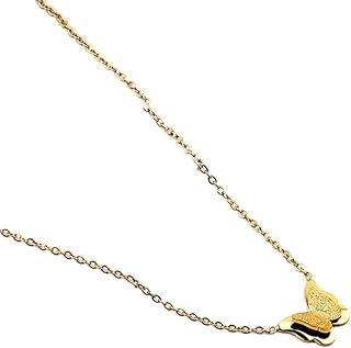 قلادة من الستانلس ستيل المطلي بالذهب عيار 18 قيراط بتصميم عصري بسيط ولطيف على شكل فراشة مزدوجة للنساء جوليا ستور