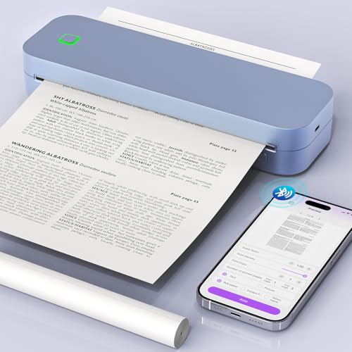Ablemark Bluetooth Thermodrucker A4, Portable Mobiler Drucker A4 für Unterwegs, Inkless Printer Kompatibel mit Android & IOS und Laptop, Tragbarer Drucker(Ohne Batterie)