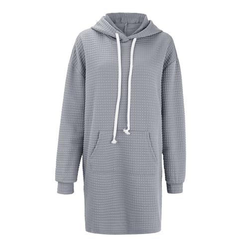 NREALY The Warmy Oversized Hoodie Dress for Womens Hoodies Pullover Long Sleeve Hoodies with Pocket (A01-Grey, XXL)