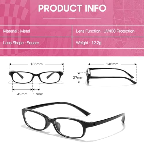 SODQW Office Siren Fake Glasses Rectangle Blue Light Blocking Glasses Clear Lens Fashion Eyewear for Women - 3