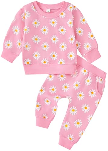 Baby Girl Clothes Toddler Fall Winter Outfit Long Sleeve Graphic Crewneck Sweatshirt+Joggers Pants 2Pcs Infant Set