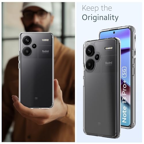 Image of KAPAVER Hybrid Crystal Clear Back Cover Case for Redmi Note 13 Pro Plus| Protective Shockproof Hard PC Soft Flexible TPU Cover