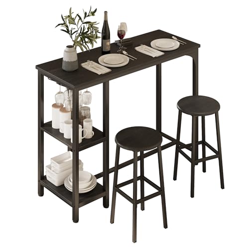 Set da pranzo 3 pezzi (tavolo + sedie): Il nostro set per la cucina include un tavolo bar e due sedie. Le sedie possono essere riposte completamente sotto il tavolo quando non in uso, massimizzando lo spazio a pavimento – ideale per piccoli appartamenti, cucine o angoli pranzo.
