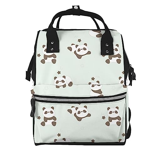 Sac à dos ordinateur panda et étoiles pour femme et homme multicolore