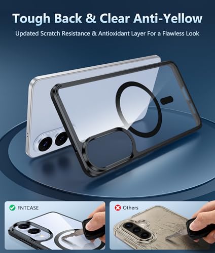 Image of FNTCASE for Samsung Galaxy S25-Edge Case: Clear Magnetic Military Grade Drop Protection Anti Yellowing Cell Phone Cover - Rugged Shockproof Protective Bumper Transparent Phonecase