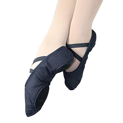 Danzcue Adult Split Sole Canvas Ballet Slipper (5 M, Black) #TOP1