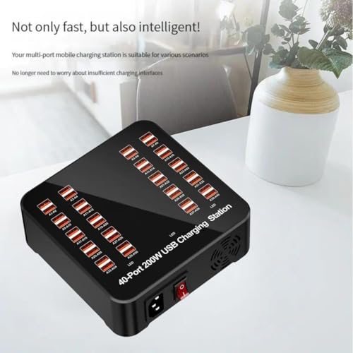 Image of Smart 40 Ports USB Hub Charging Station Power Outlet Multi Port Speed Dock Charger Suitable for Hotels, Shops, Schools, Shopping Mall and Travel - Black (40 USB Port)