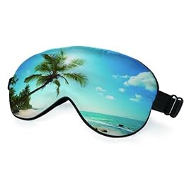 NOHSHE Tropical Ocean Scenery Eye Mask Sleeping Mask Summer Beach Blue Sky Sleep Masks Silky Soft Eye Cover for Women Men Shading Blindfold for Air Travel Sleeping
