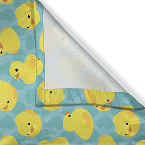 Lunarable KC_55003_55X39 Duckies Kitchen Curtains, Bathroom Toys Themed Rubber Ducks On Abstract Spotted Surface, Window Drapes 2 Panel Set thumb #2