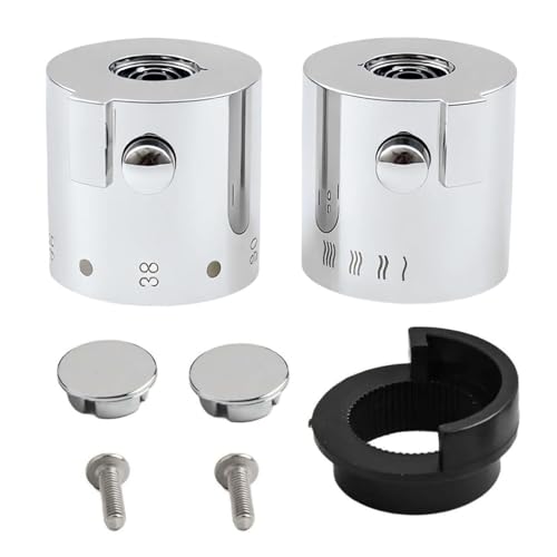 Image of Oiieco 2PCS Shower Knobs Set, Thermostatic Hot and Cold Mixer Tap Handles, Chrome Shower Valve Control Knobs for Bathtub, Replacement Faucet Handles for Shower & Bathroom Accessories