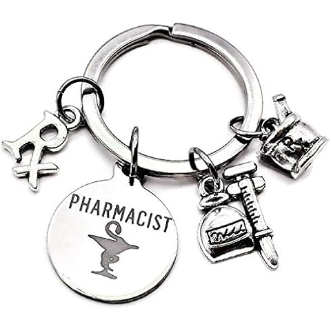 Kit's Kiss Pharmacist Keychain, RX Pharmacy Keychain, Silver Cover