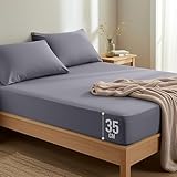 Utopia Bedding Double Fitted Sheet with 2 Pillow Cases (50x75cm), Grey - Deep Pocket (35 cm) - Bed Sheets Set - OEKO-TEX Certified - Soft Brushed Microfibre