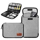 Skycase Elektronische Tasche,Kabeltasche Elektronikzubehör Organizer Kabelorganizer,Reise Kabel Etui Organizer Tasche für Elektronische,Handy,USB Sticks,Powerbank,SD-Karte,Ladekabel,Grau(25*18*2CM)