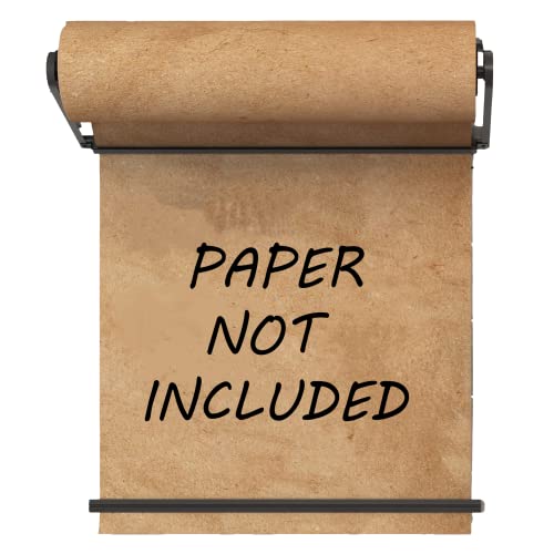 MetCrafted Metal Wall Mounted Paper Roll Dispenser with Cutter Bar – 18” Wide Black Craft Paper Roll Holder – Ideal for to-Do List Board, Daily Notes, Menus, Grocery Lists and More