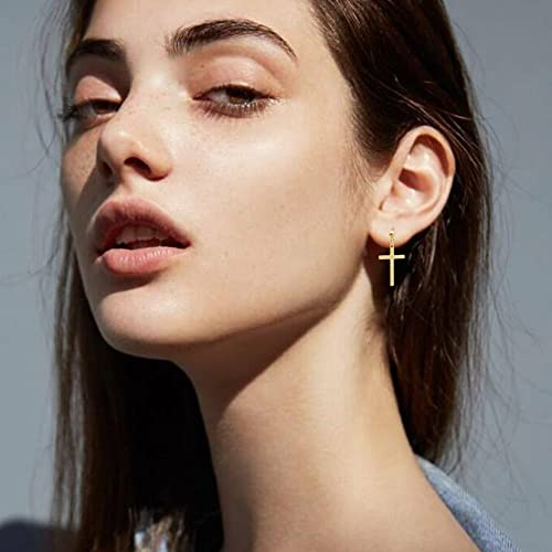 3 Pairs Mens Cross Drop Dangle Earrings Set Hanging Dangling Crucifix Stud Earingings Stainless Steel Black Gold Silver Fashion Jewelry Accessories3