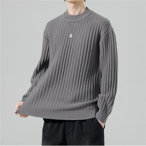 Men's Basic Sweater Warm Pit Striped Sweater Men's Fall Pullover Crew Neck Sweater2