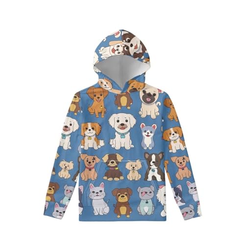 WELLFLYHOM Kid's Hooded Youth Sweatshirt Pullover Hoodie with Pocket Age 6-14 Years