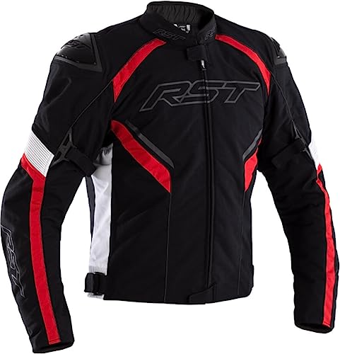 Veste textile de moto RST Sabre en noir et rouge de taille XL pour motard
