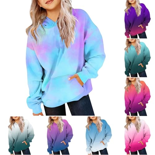 bmkBWO Hoodies for Teen Girls,Cute Gradient Hoodies Long Sleeve Oversized Sweatshirts Pullover Tops Preppy Clothes