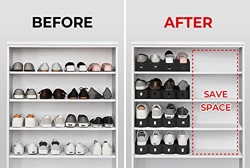Carrotez Shoe Slots Organizer 3 Pack - [Litem] Space Saving Shoe Organizer Rack For Closet - Easy Shoe Stacker, 9.84'' X 3.89'' X 4.26'' (Black, 3 Pack) #TOP6